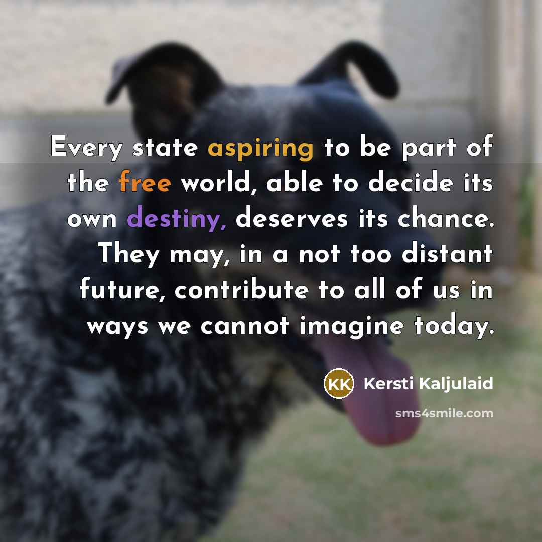 “Every state aspiring to be part of the free world,…” quote by Kersti Kaljulaid