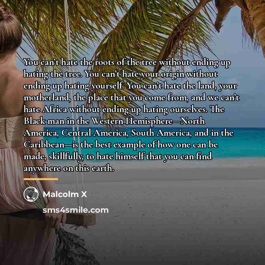 “You can’t hate the roots of the tree without ending…” quote by Malcolm X