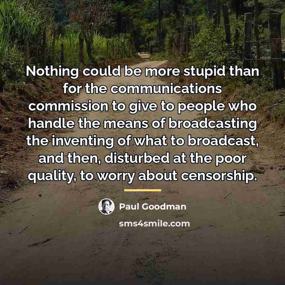 “Nothing could be more stupid than for the communications commission…” quote by Paul Goodman