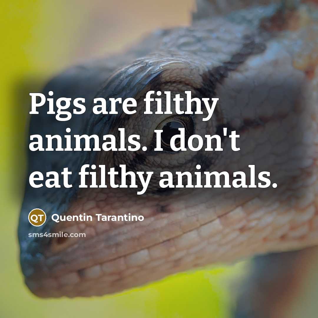 “Pigs are filthy animals. I don't eat filthy animals.…” quote by Quentin Tarantino