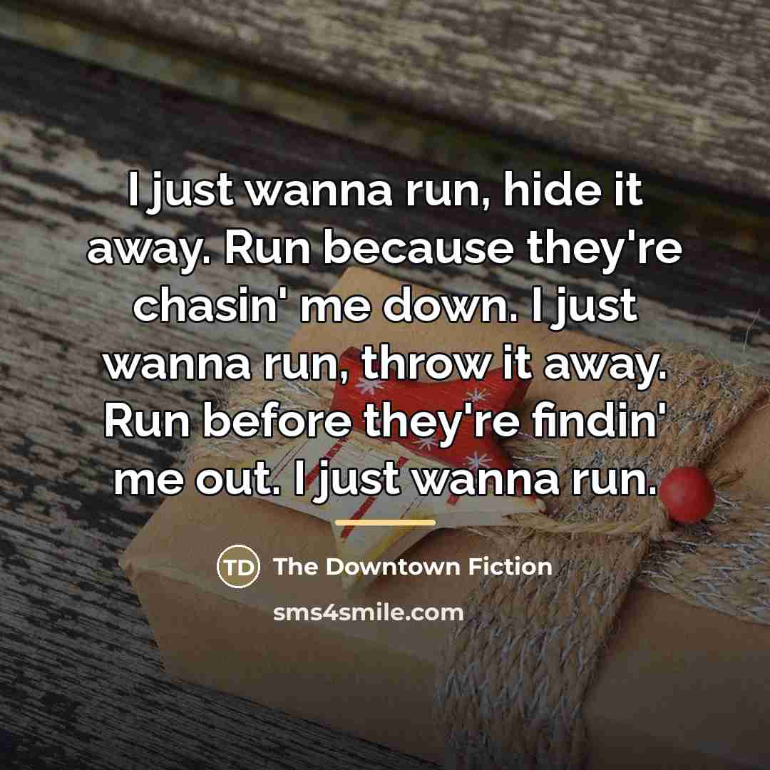 “I just wanna run, hide it away. Run because they're…” quote by The Downtown Fiction