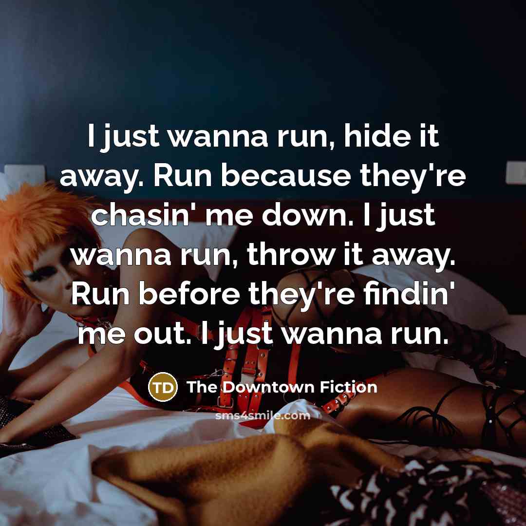 “I just wanna run, hide it away. Run because they're chasin' me down. I just wanna run, throw it away. Run before they're findin' me out. I just wanna run.” quote by The Downtown Fiction