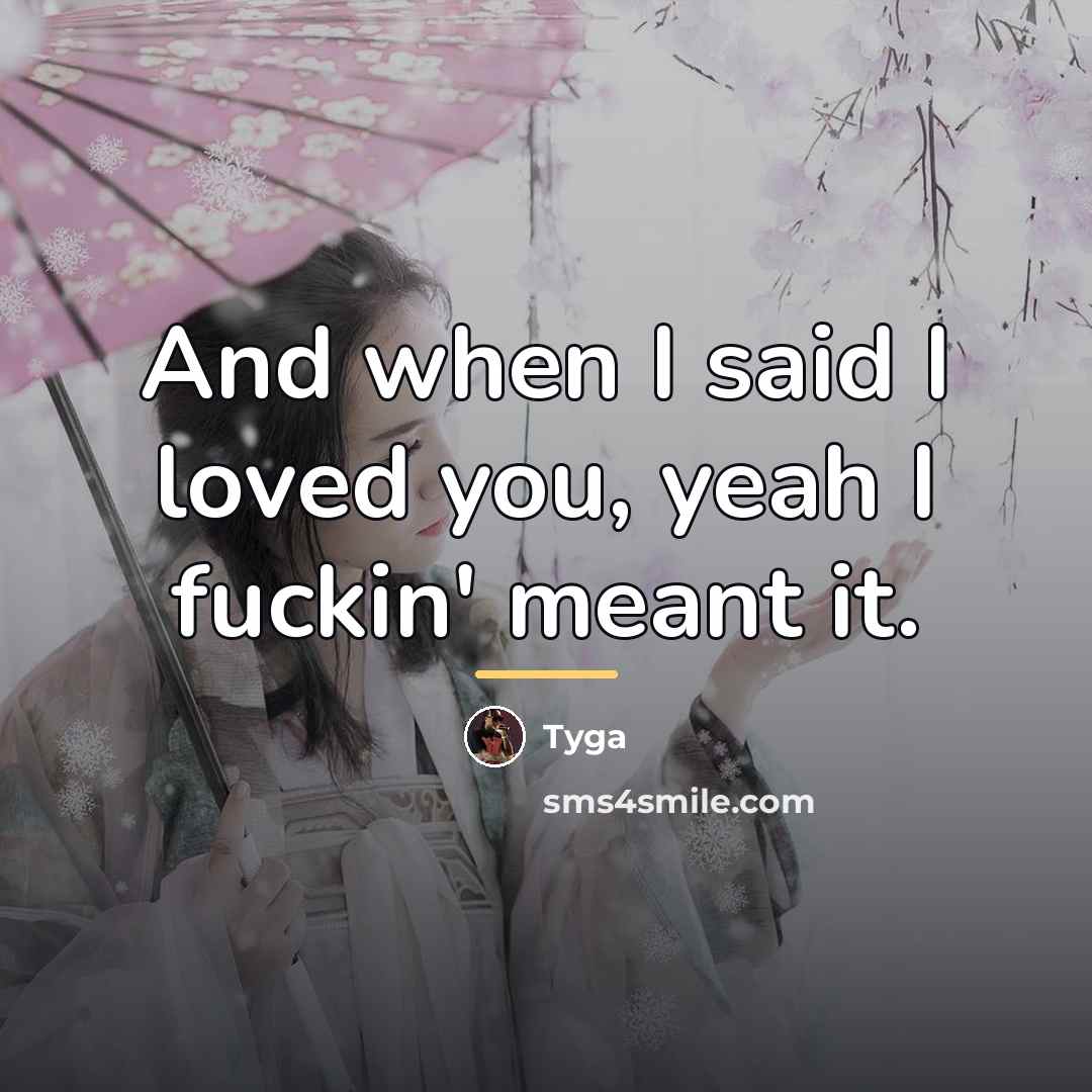 “And when I said I loved you, yeah I fuckin'…” quote by Tyga