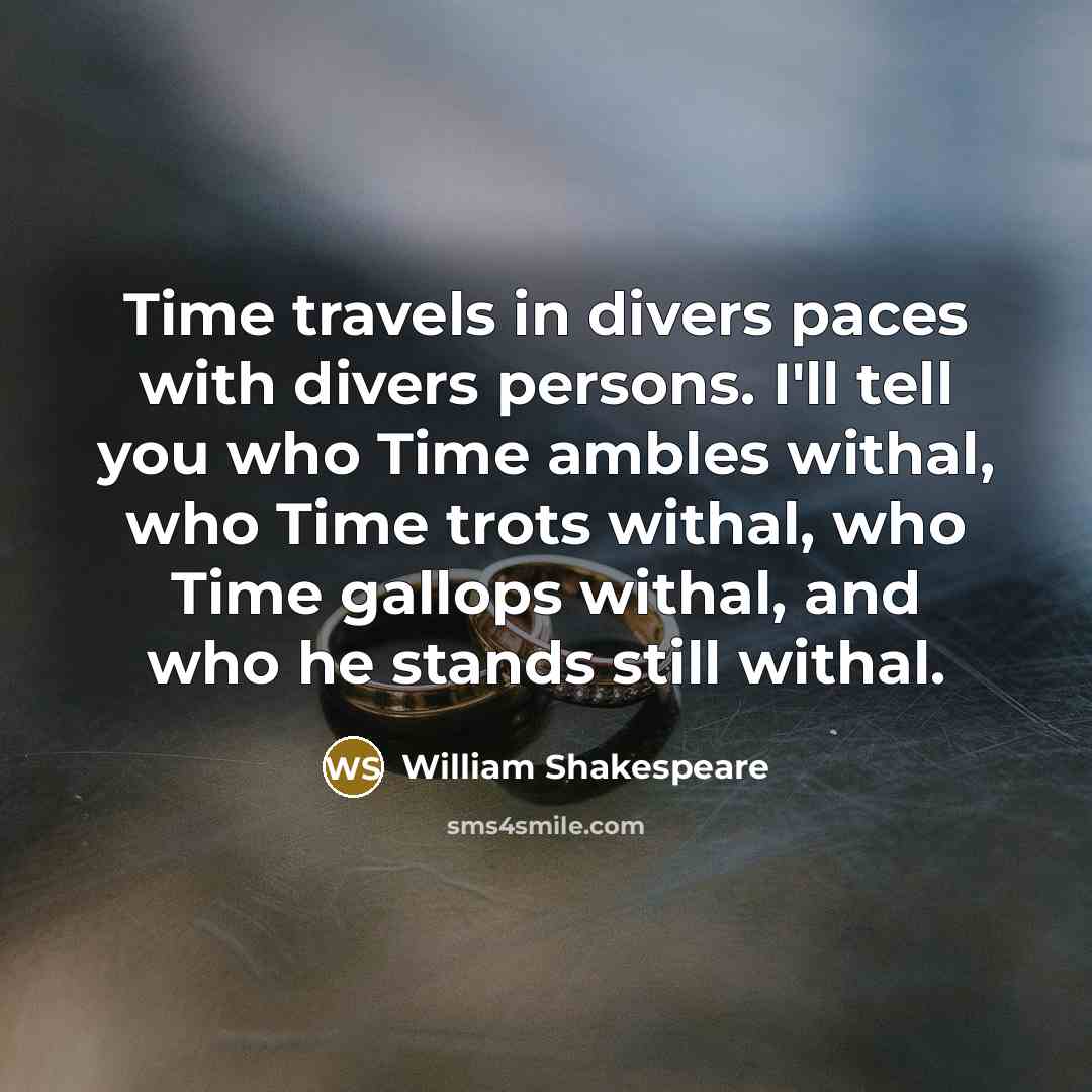 “Time travels in divers paces with divers persons. I'll tell…” quote by William Shakespeare