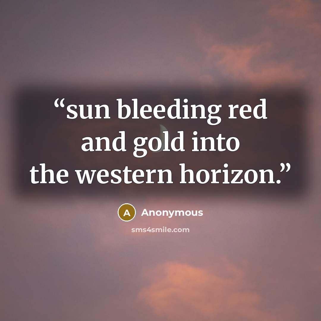 “sun bleeding red and gold into the western horizon.” quote by Anonymous