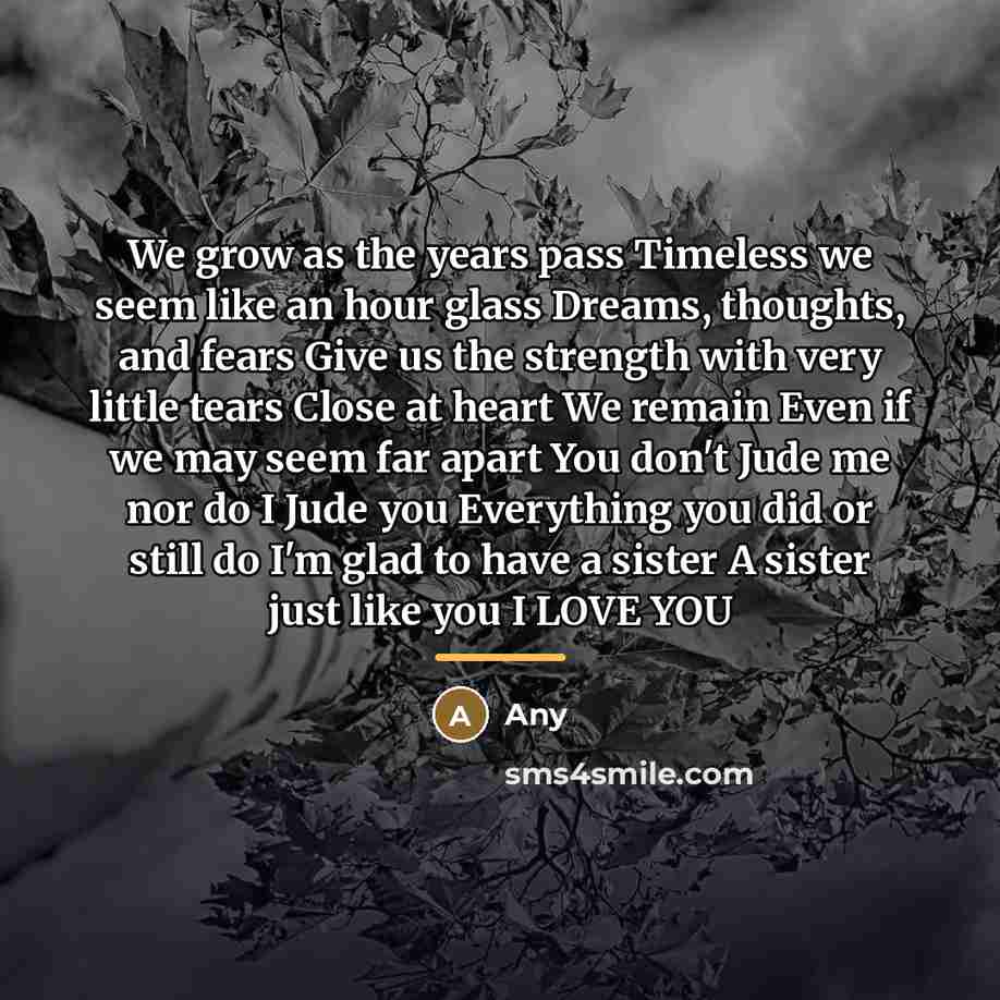“We grow as the years pass Timeless we seem like…” quote by Any