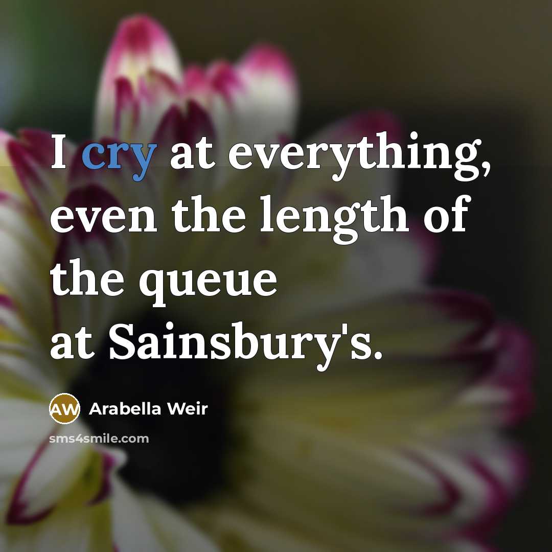 “I cry at everything, even the length of the queue…” quote by Arabella Weir