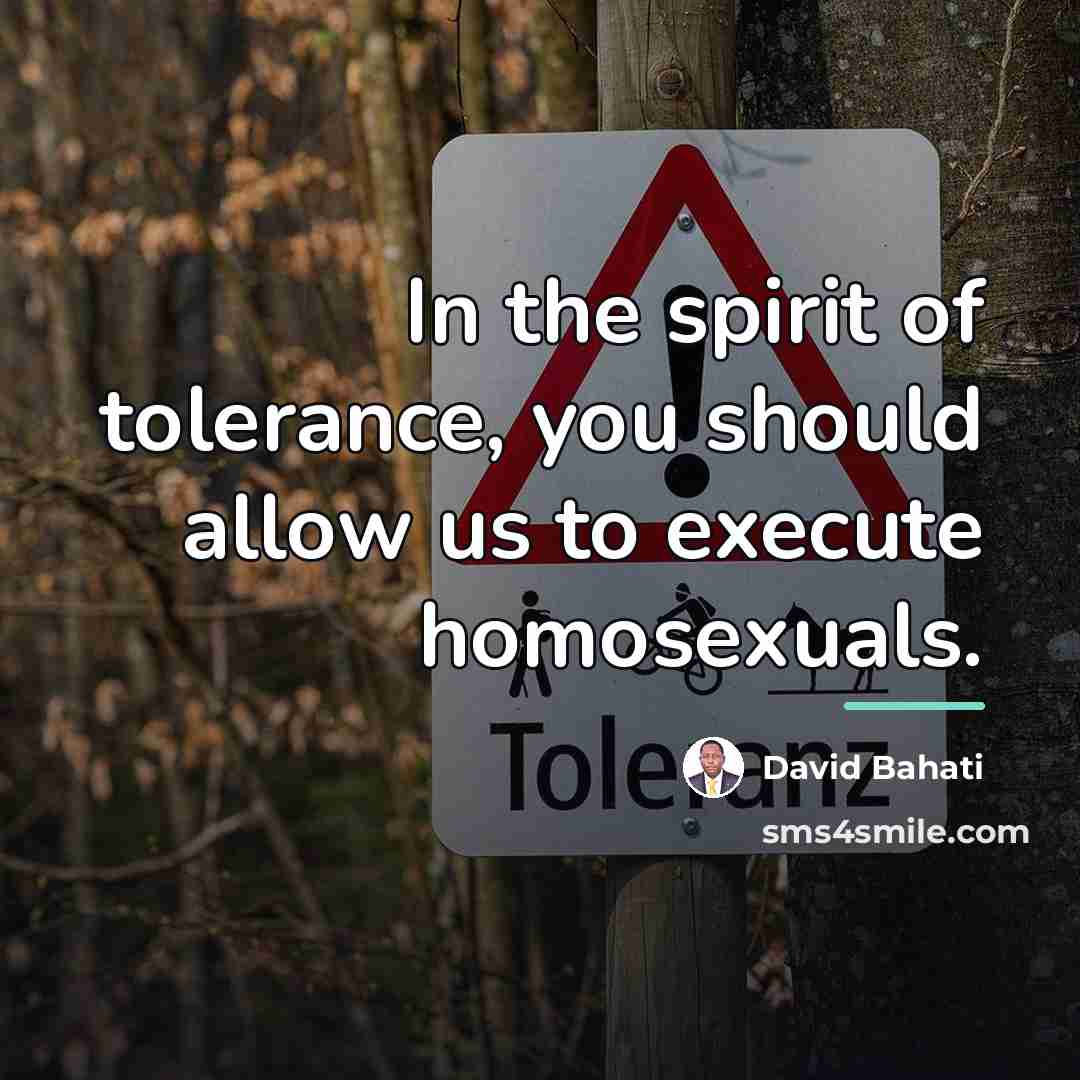 “In the spirit of tolerance, you should allow us to…” quote by David Bahati