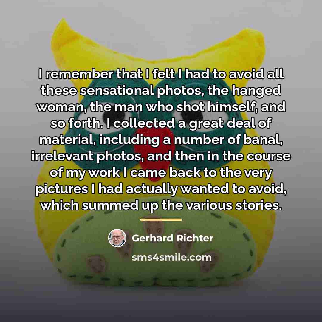 “I remember that I felt I had to avoid all…” quote by Gerhard Richter