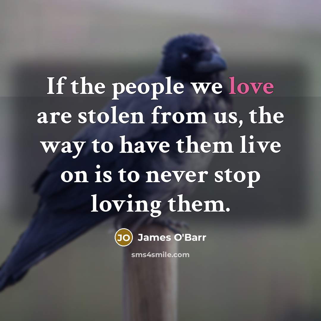 “If the people we love are stolen from us, the…” quote by James O'Barr