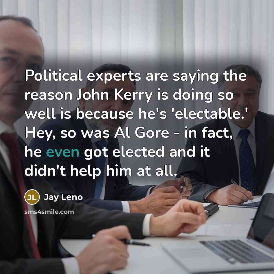 “Political experts are saying the reason John Kerry is doing…” quote by Jay Leno