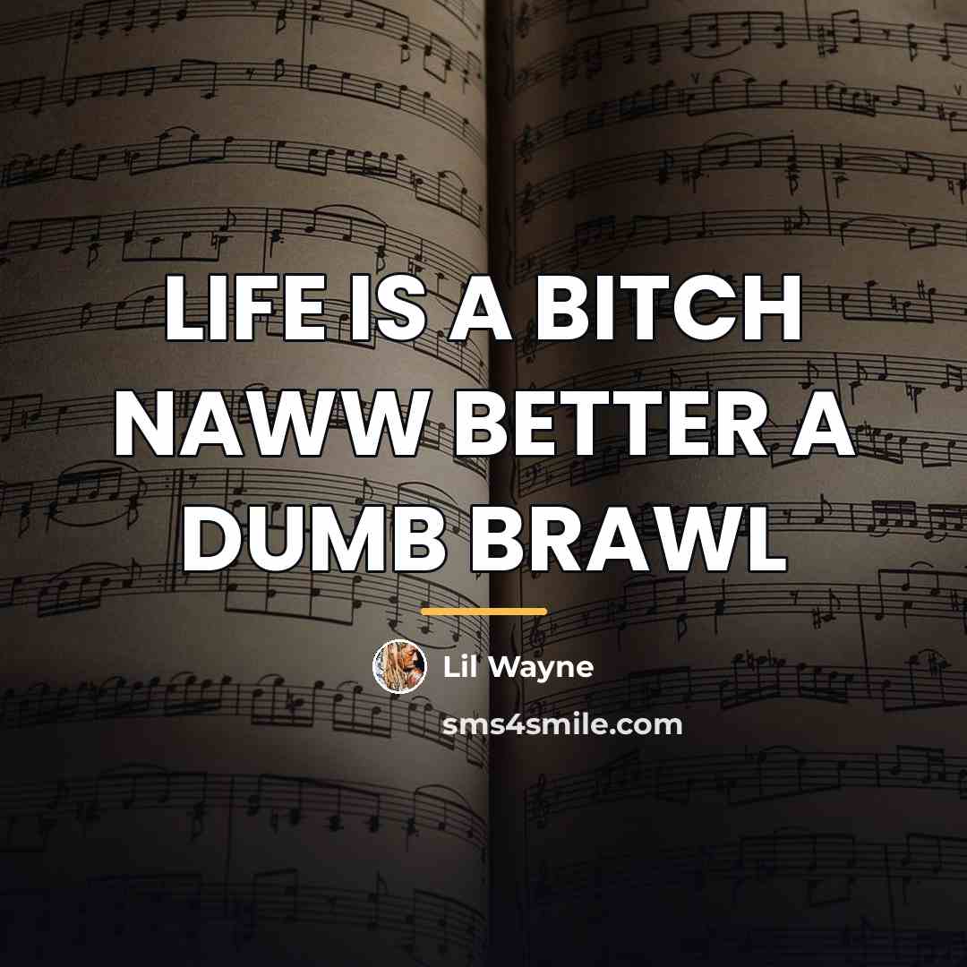 “LIFE IS A BITCH NAWW BETTER A DUMB BRAWL…” quote by Lil Wayne