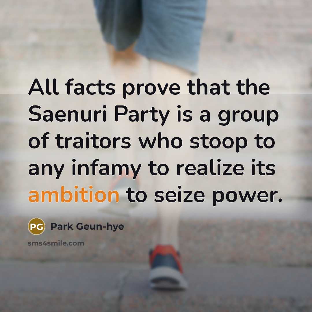 “All facts prove that the Saenuri Party is a group…” quote by Park Geun-hye