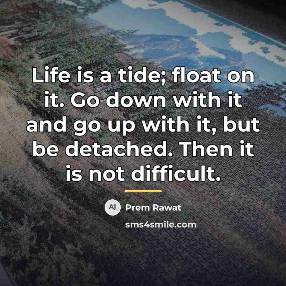“Life is a tide; float on it. Go down with…” quote by Prem Rawat