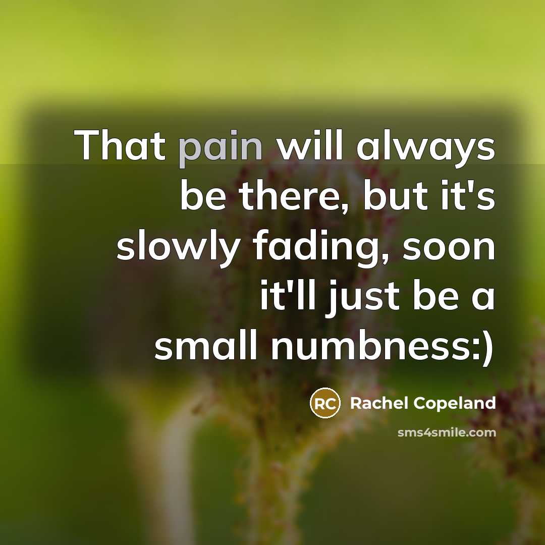 “That pain will always be there, but it's slowly fading,…” quote by Rachel Copeland