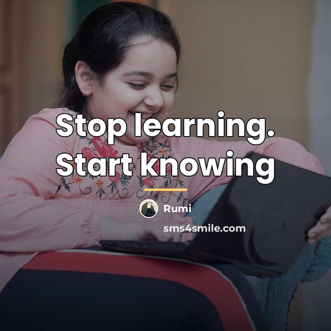 “Stop learning. Start knowing…” quote by Rumi
