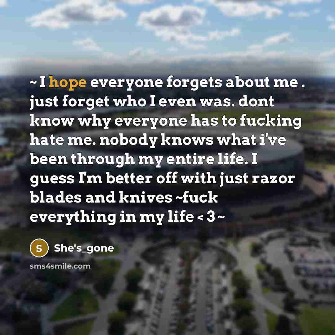 “~ I hope everyone forgets about me . just forget…” quote by She's_gone