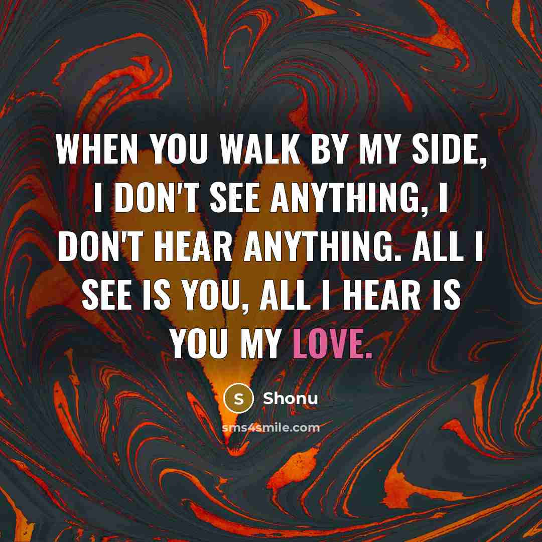 “When You Walk By My Side, I don't see anything,…” quote by Shonu