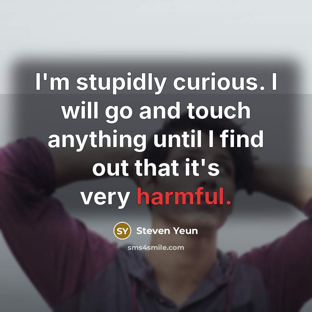 “I'm stupidly curious. I will go and touch anything until…” quote by Steven Yeun