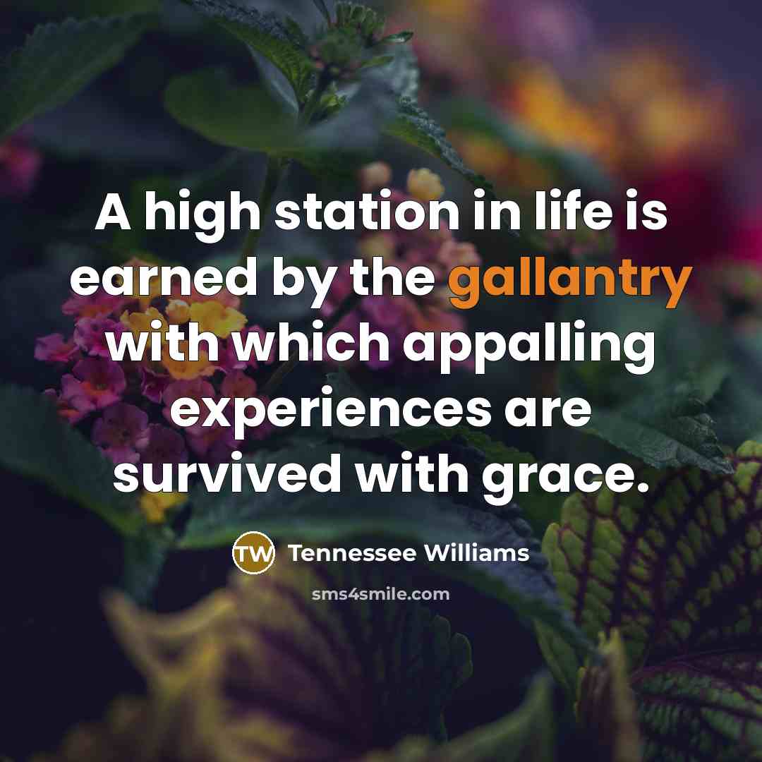 “A high station in life is earned by the gallantry…” quote by Tennessee Williams