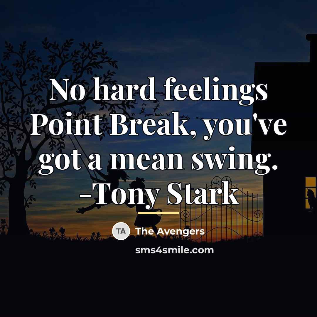 “No hard feelings Point Break, you've got a mean swing.…” quote by The Avengers