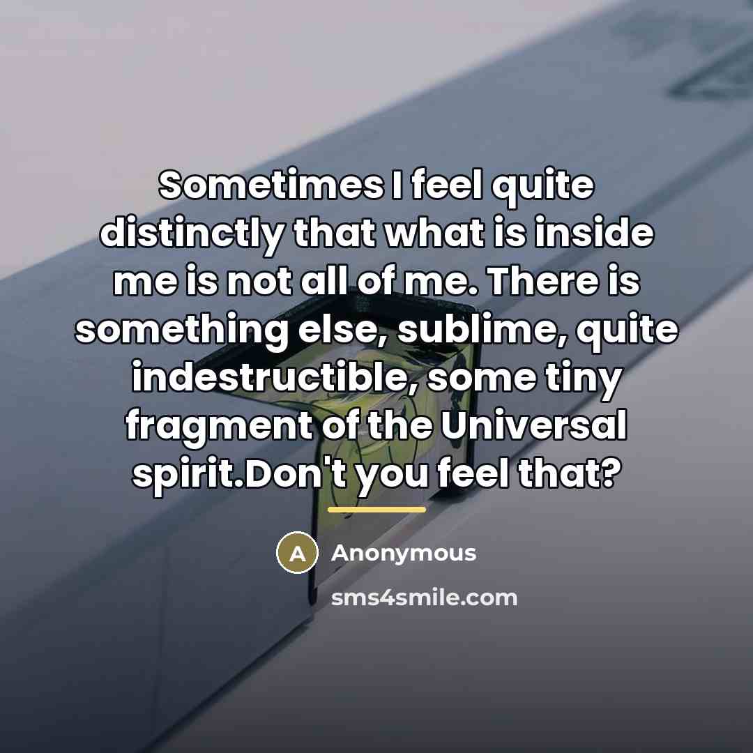 “Sometimes I feel quite distinctly that what is inside me…” quote by Anonymous