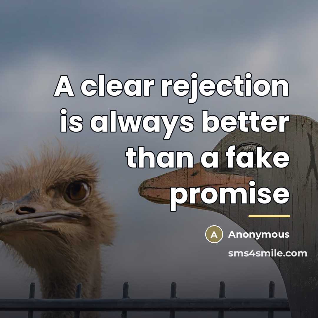 “A clear rejection is always better than a fake promise…” quote by Anonymous