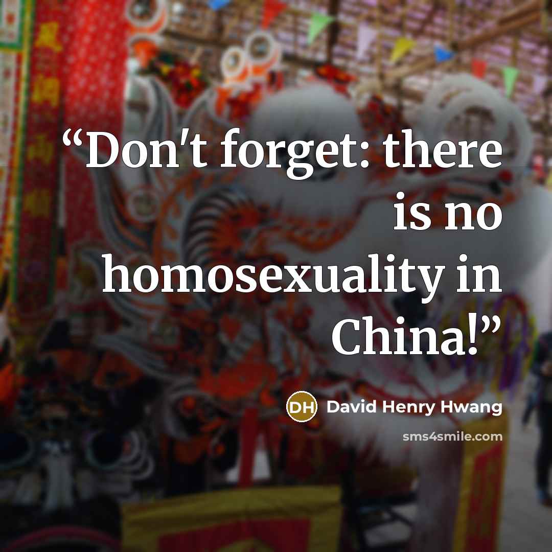 “Don't forget: there is no homosexuality in China!” quote by David Henry Hwang