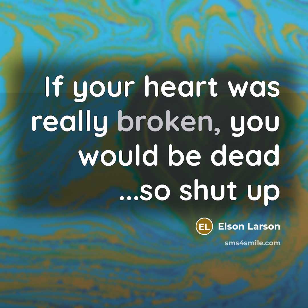 “If your heart was really broken, you would be dead…” quote by Elson Larson