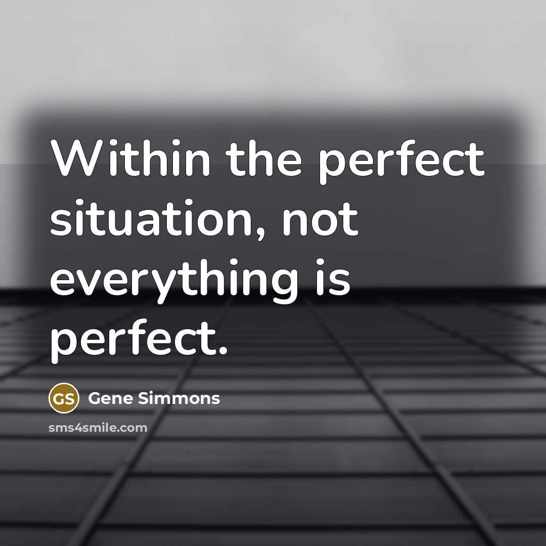 “Within the perfect situation, not everything is perfect.…” quote by Gene Simmons