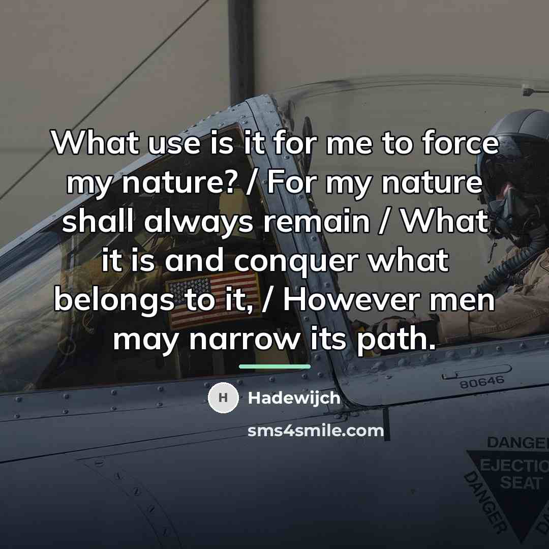 “What use is it for me to force my nature?…” quote by Hadewijch