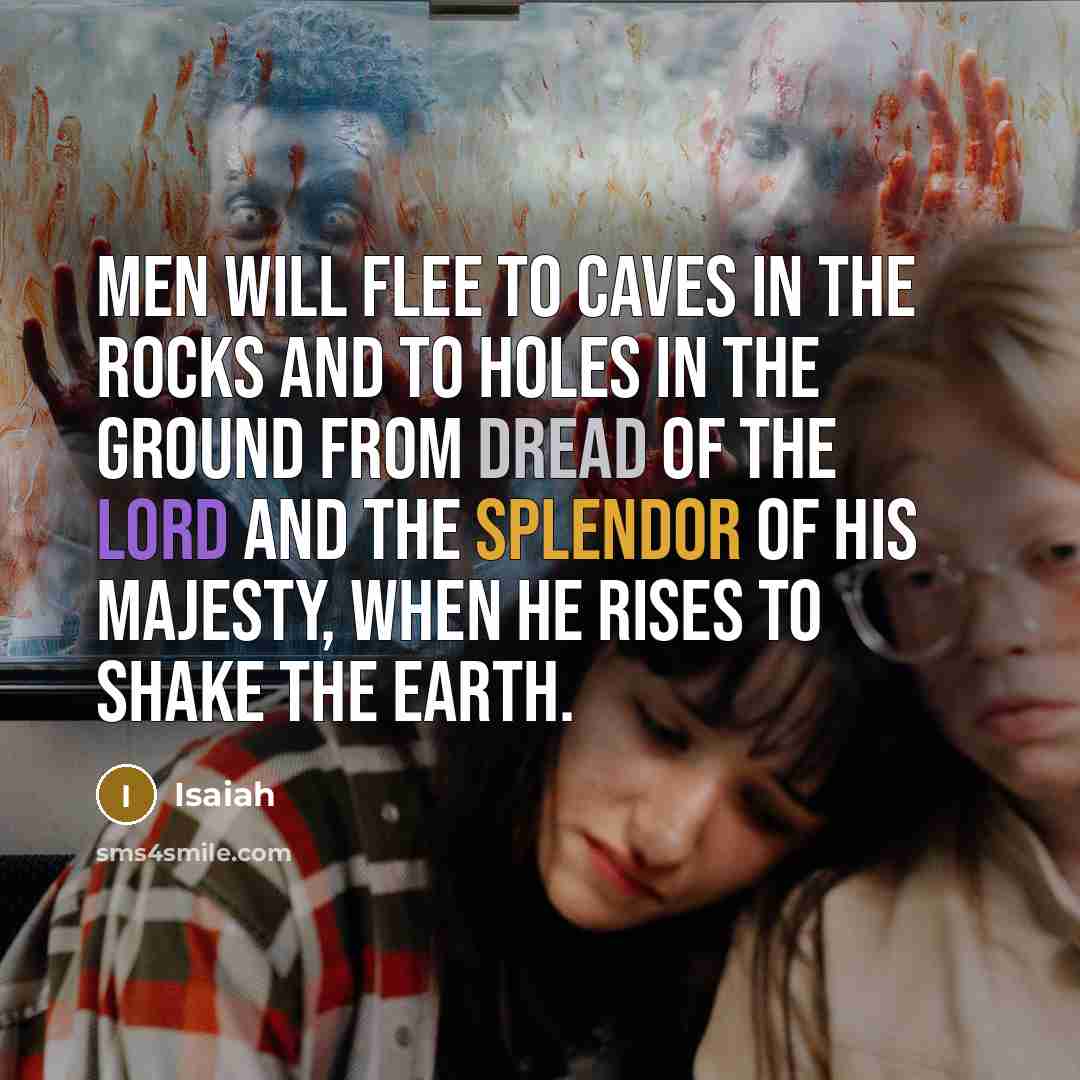 “Men will flee to caves in the rocks and to…” quote by Isaiah