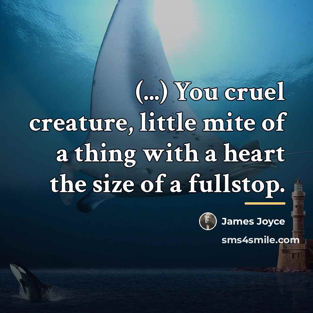 “(...) You cruel creature, little mite of a thing with…” quote by James Joyce