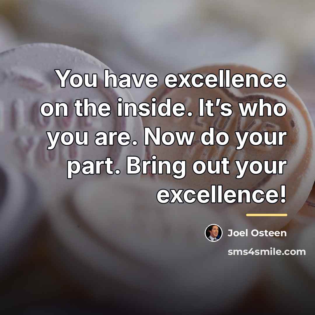 “You have excellence on the inside. It’s who you are.…” quote by Joel Osteen