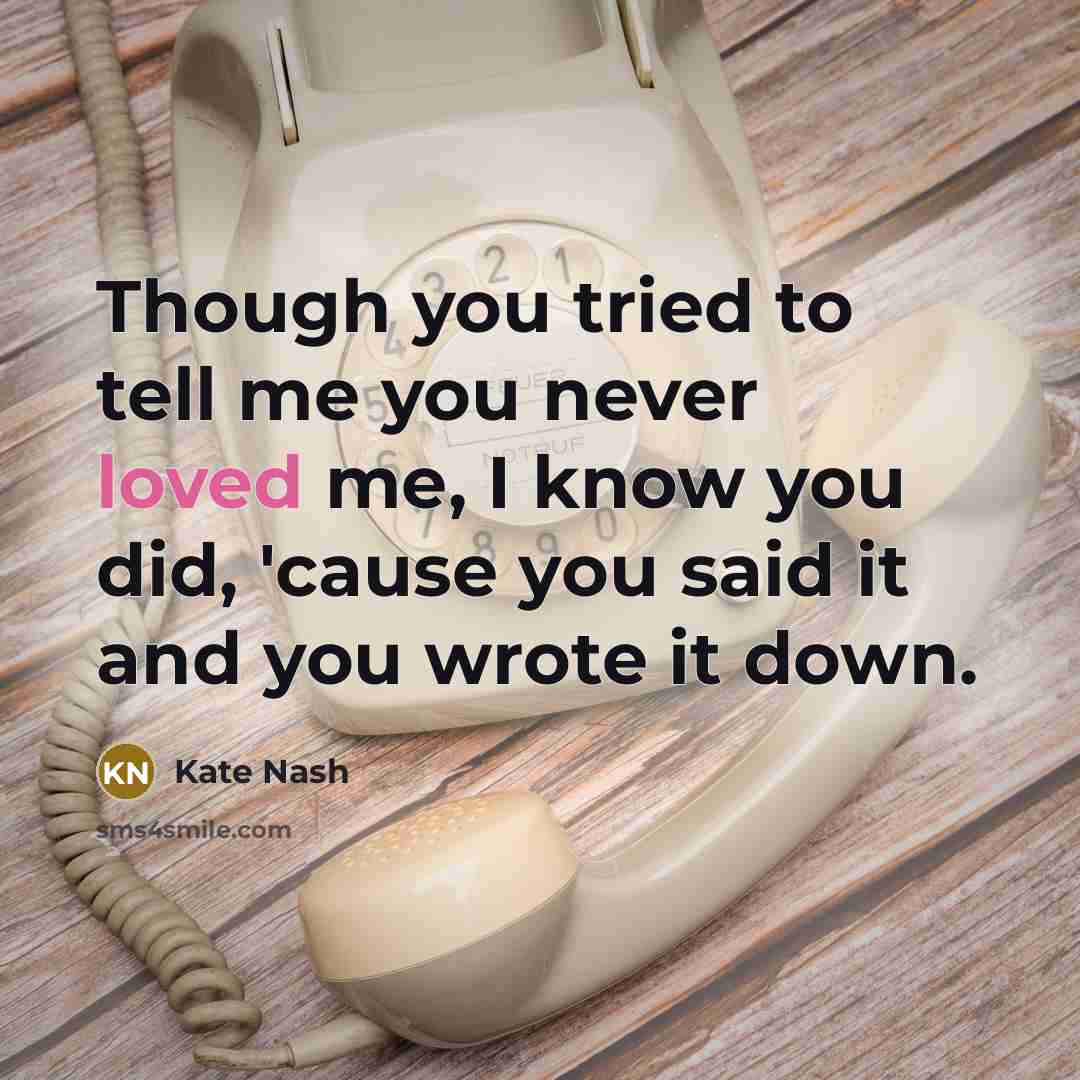 “Though you tried to tell me you never loved me,…” quote by Kate Nash