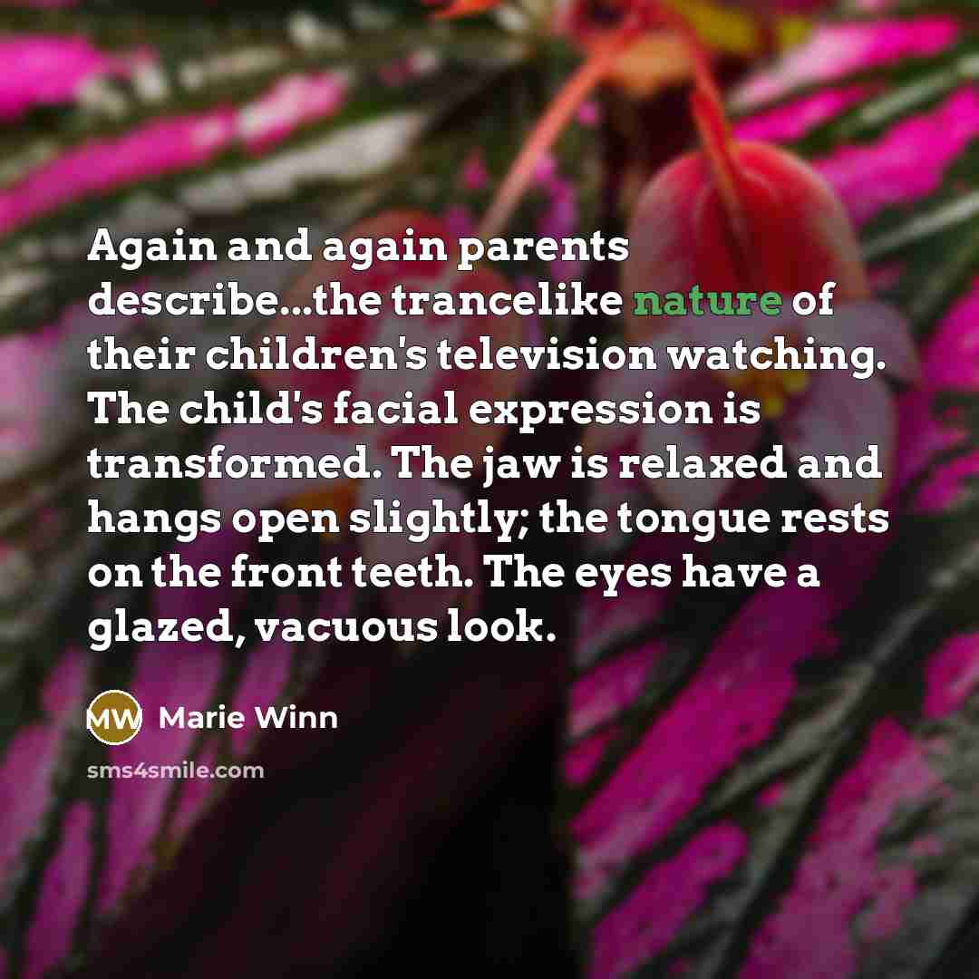 “Again and again parents describe...the trancelike nature of their children's…” quote by Marie Winn