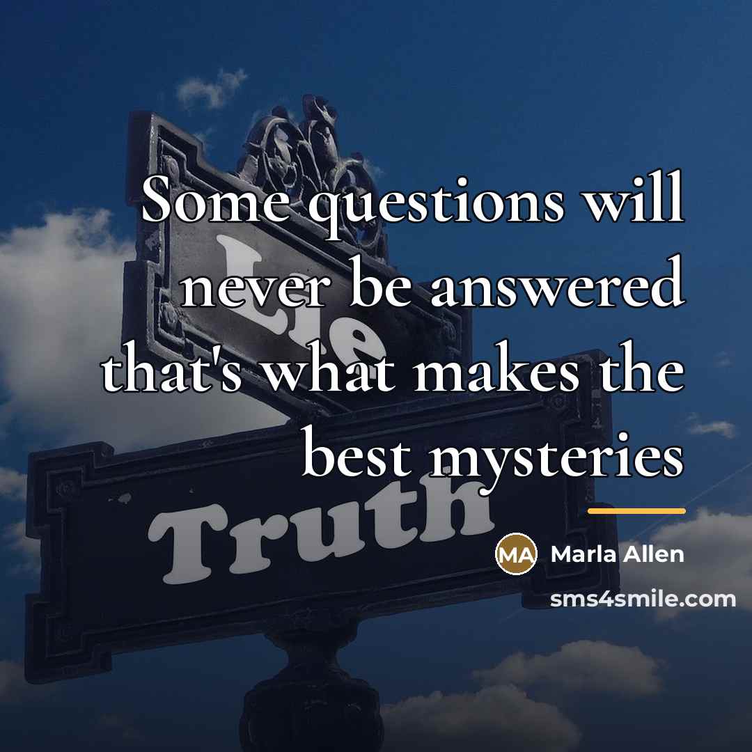 “Some questions will never be answered that's what makes the…” quote by Marla Allen