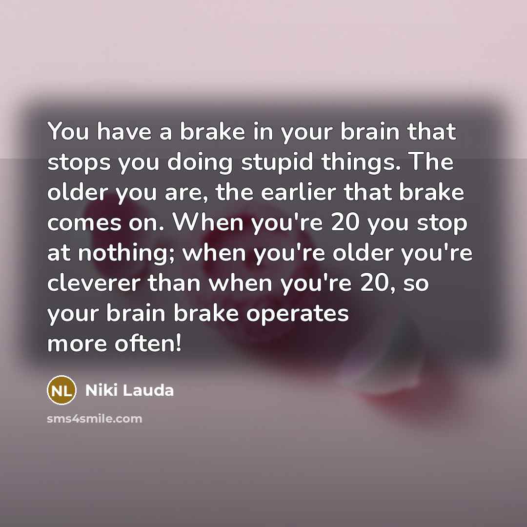 “You have a brake in your brain that stops you…” quote by Niki Lauda