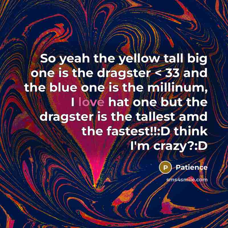 “So yeah the yellow tall big one is the dragster…” quote by Patience