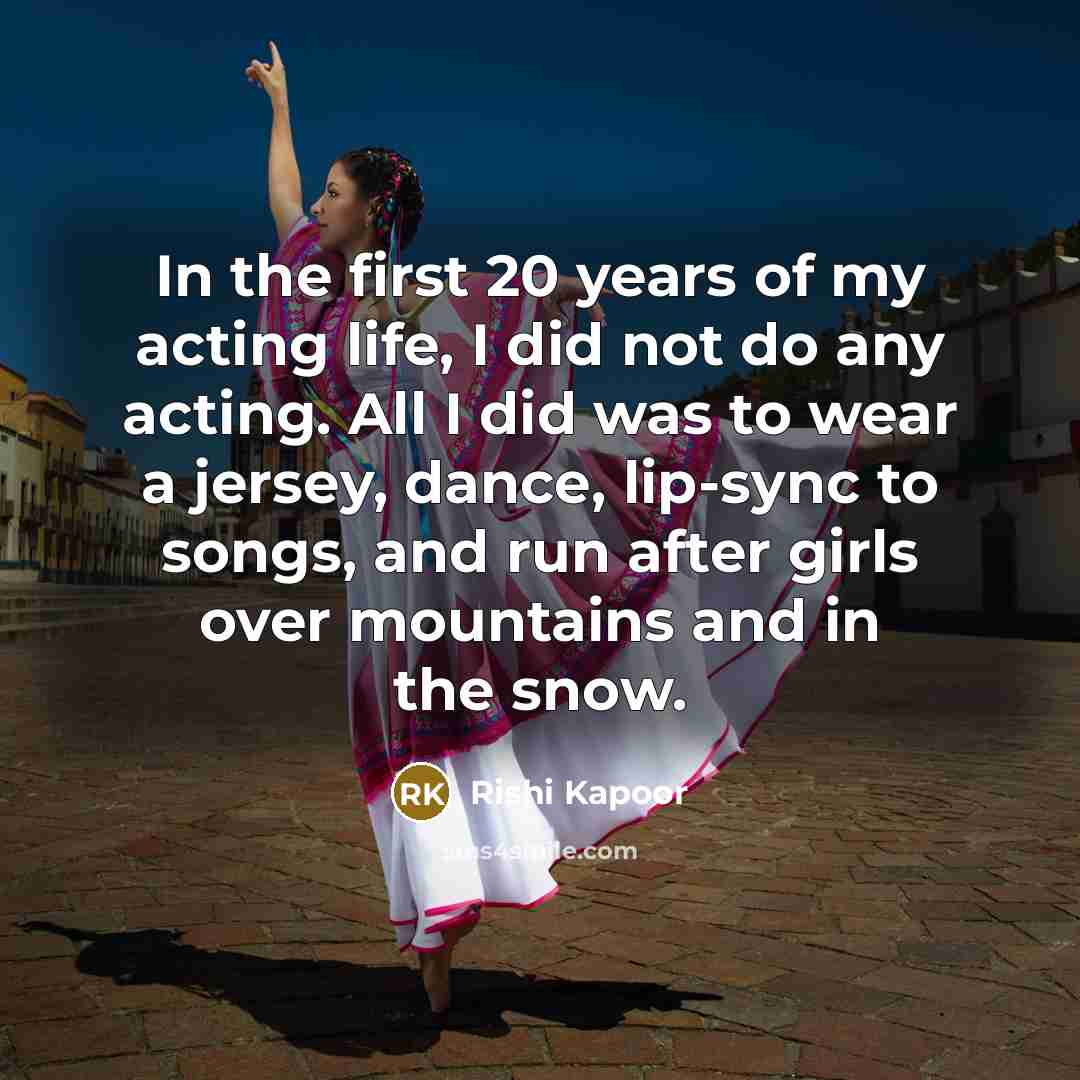 “In the first 20 years of my acting life, I…” quote by Rishi Kapoor