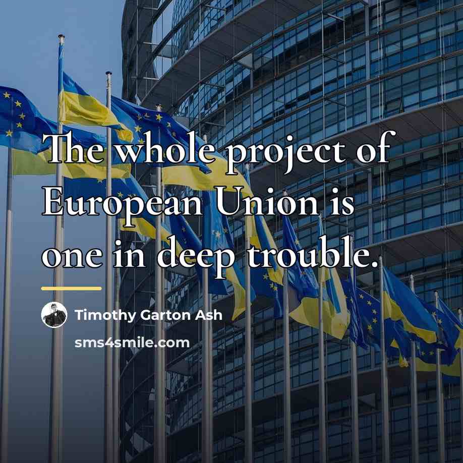 “The whole project of European Union is one in deep…” quote by Timothy Garton Ash