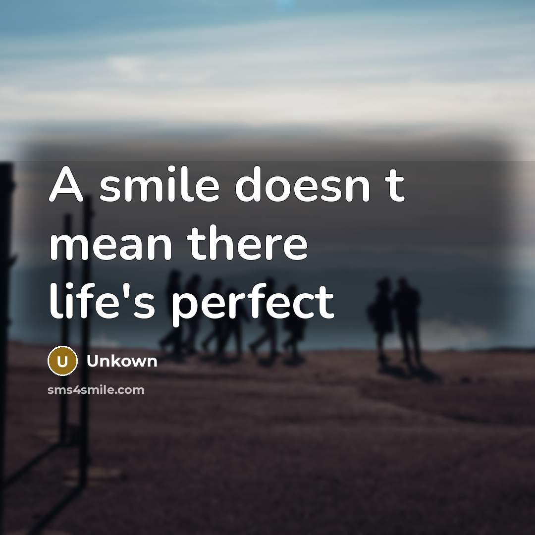 “A smile doesn t mean there life`s perfect…” quote by Unkown