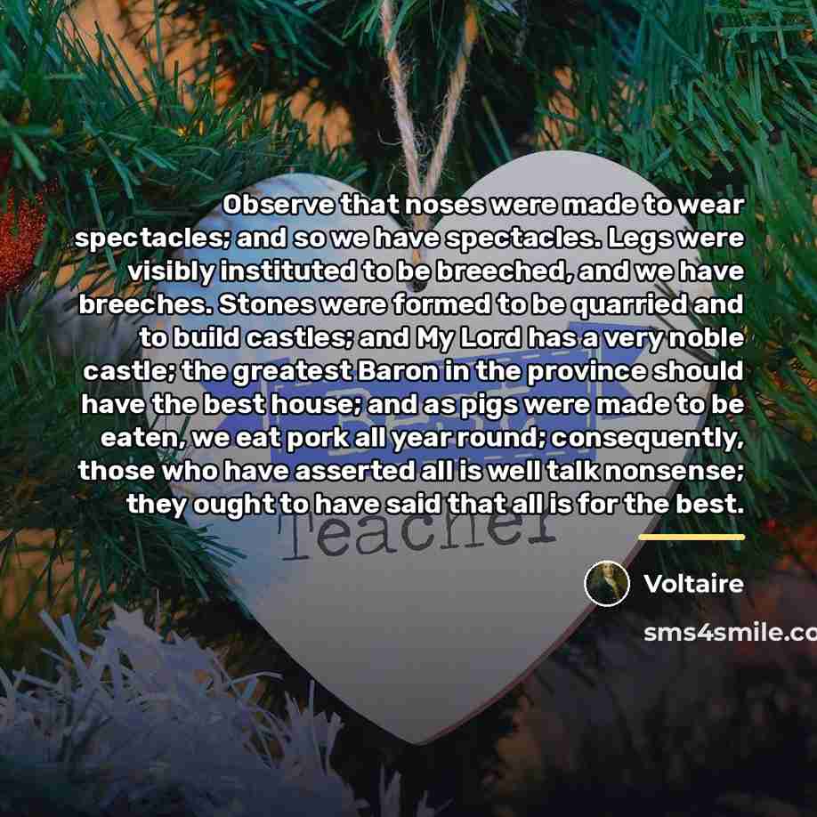 “Observe that noses were made to wear spectacles; and so…” quote by Voltaire
