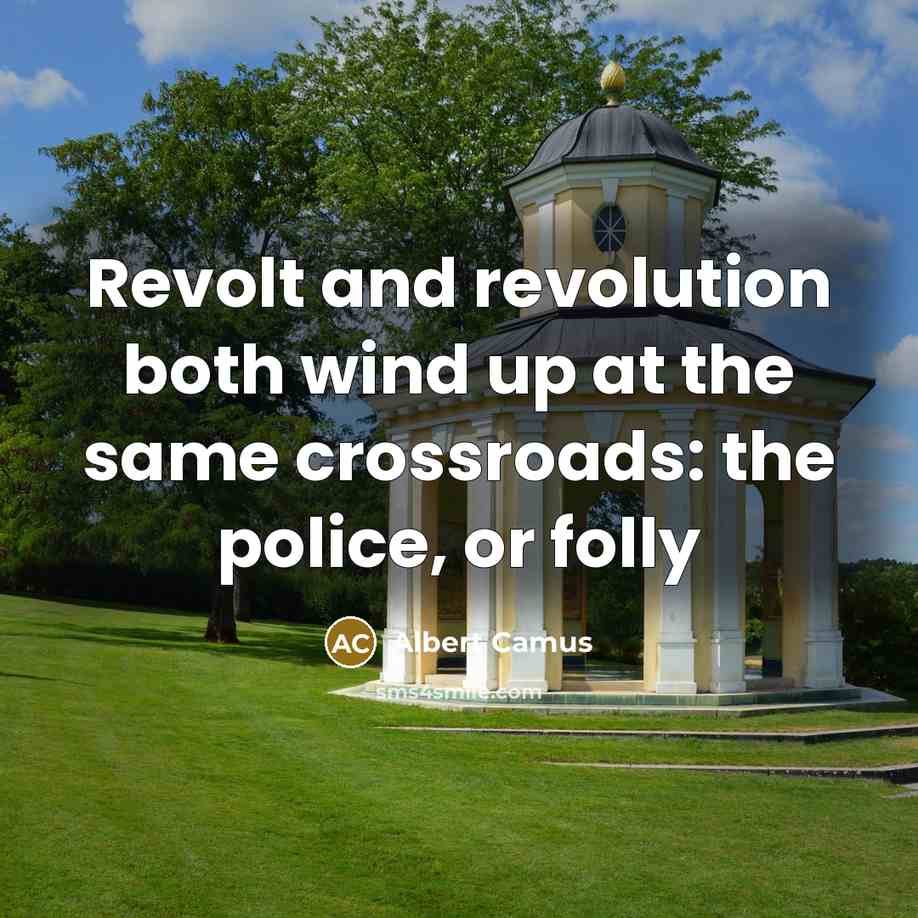 “Revolt and revolution both wind up at the same crossroads:…” quote by Albert Camus