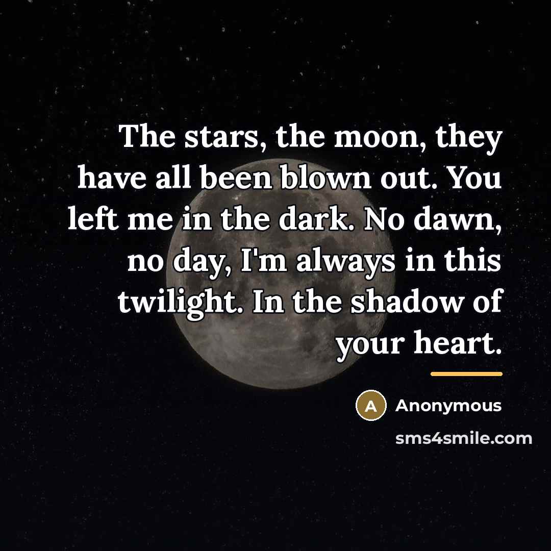 “The stars, the moon, they have all been blown out.…” quote by Anonymous