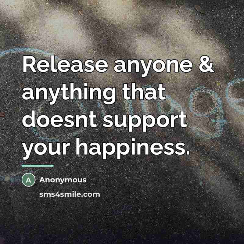 “Release anyone & anything that doesnt support your happiness.…” quote by Anonymous