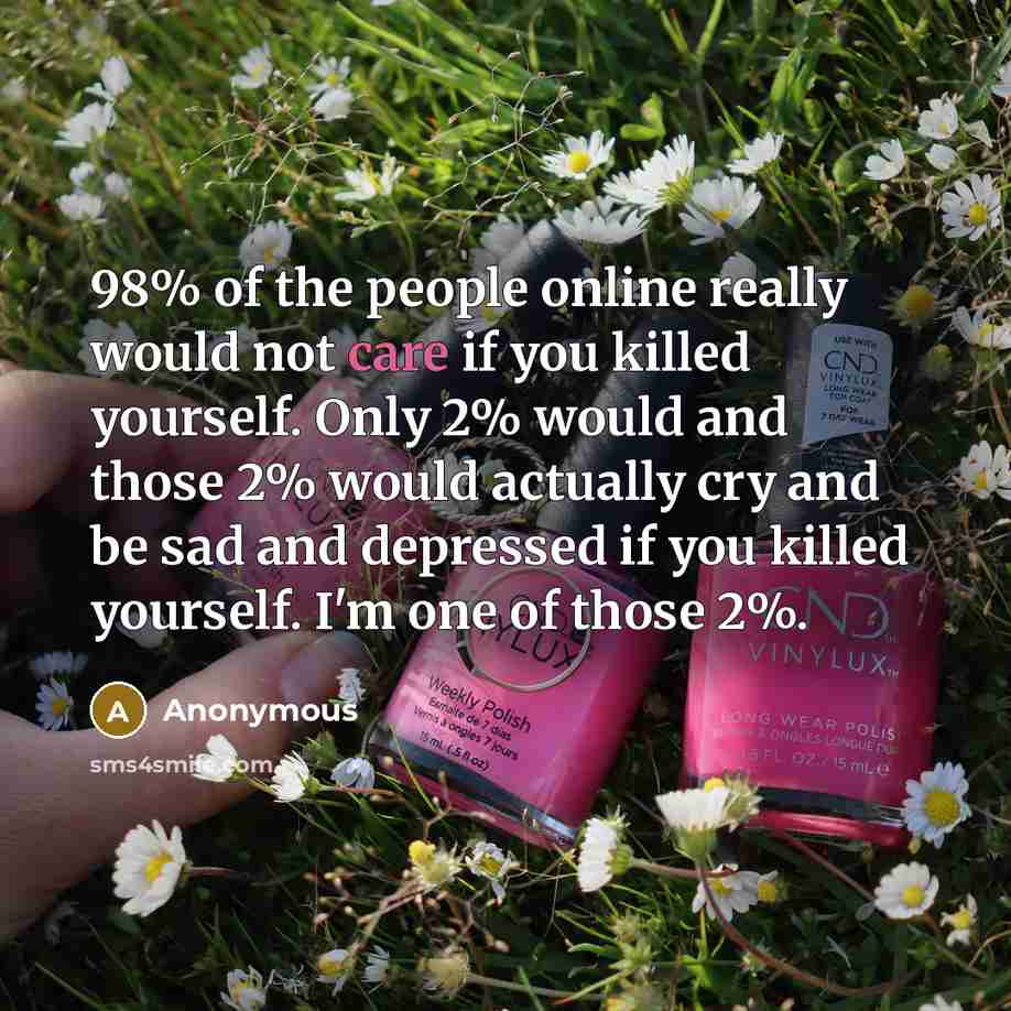“98% of the people online really would not care if…” quote by Anonymous