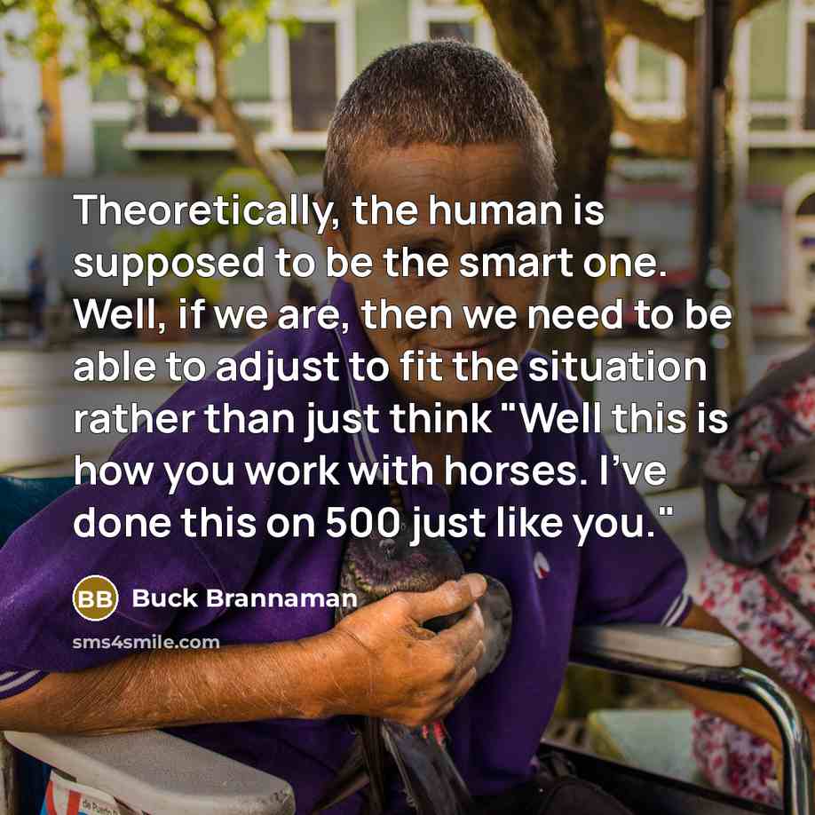 “Theoretically, the human is supposed to be the smart one.…” quote by Buck Brannaman