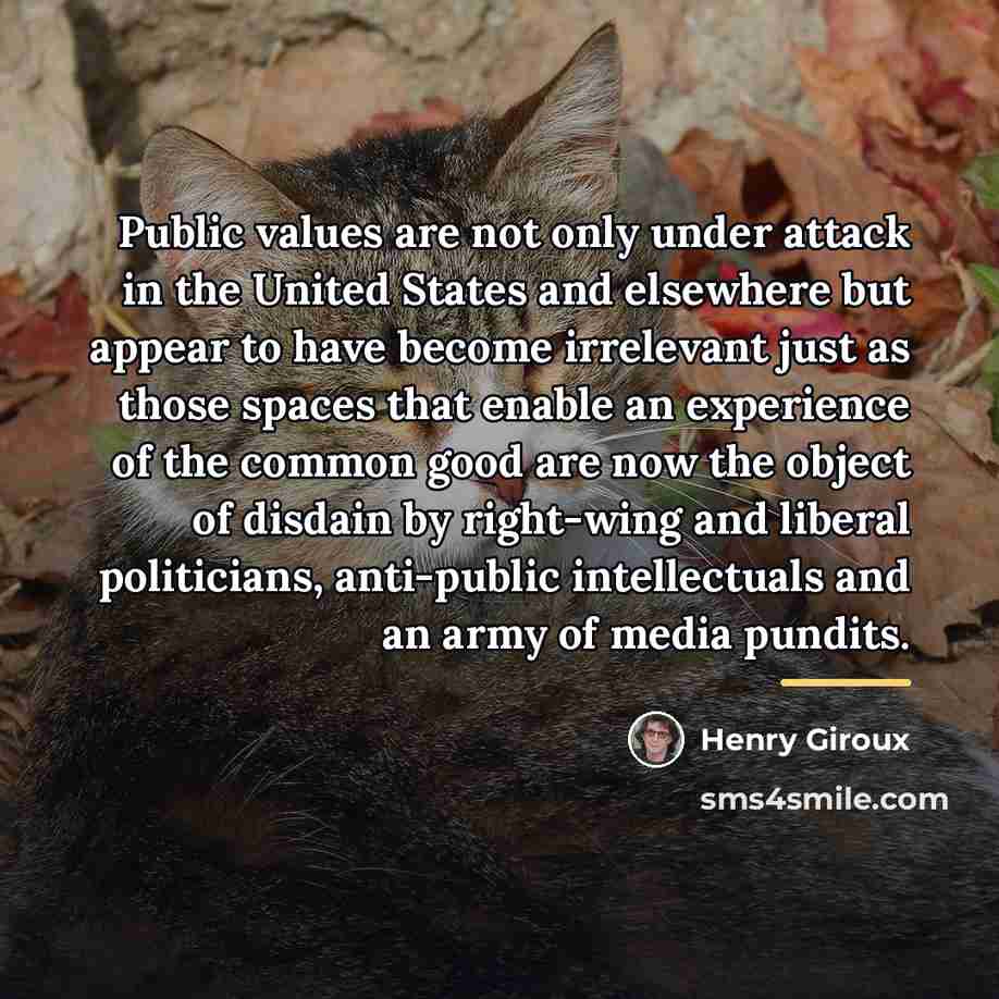 “Public values are not only under attack in the United…” quote by Henry Giroux