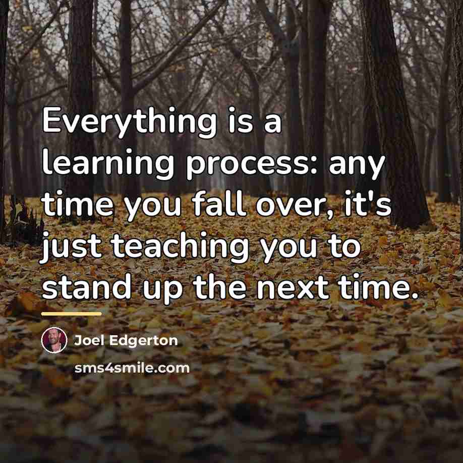 “Everything is a learning process: any time you fall over,…” quote by Joel Edgerton